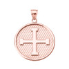 Rose Gold Greek Cross Round Pendant Necklace