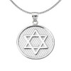 Sterling Silver Star of David Round Pendant Necklace
