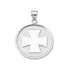 Sterling Silver Iron Cross Round Pendant Necklace