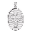 Sterling Silver Trinity Knot Celtic Cross Oval Pendant Necklace