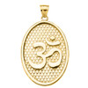 Yellow Gold Om/Ohm Oval Pendant Necklace