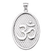 White Gold Om/Ohm Oval Pendant Necklace