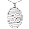 Sterling Silver Om/Ohm Oval Pendant Necklace