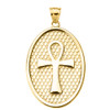 Yellow Gold Egyptian Ankh Cross Oval Pendant Necklace