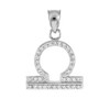 14K White Gold Libra Zodiac Sign Diamond Pendant Necklace