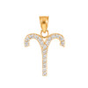 14K Gold Aries Zodiac Sign Diamond Pendant Necklace