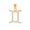 14K Gold Gemini Zodiac Sign Diamond Pendant Necklace