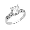 Elegant White Gold Princess Cut CZ Solitaire Engagement Ring