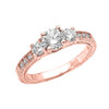 Rose Gold Art Deco CZ Engagement Proposal Ring
