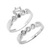 White Gold 6 Prongs Cubic Zirconia 2-Pc Engagement Wedding Ring Set