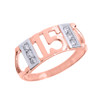 Rose Gold Sweet 15 Años Quinceanera CZ Ring