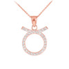 14K Rose Gold Taurus Zodiac Sign Diamond Pendant Necklace