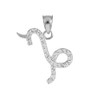 14K White Gold Capicorn Zodiac Sign Diamond Pendant Necklace