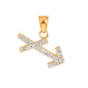 14K Gold Sagittarius Zodiac Sign Diamond Pendant Necklace