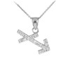 14K White Gold Sagittarius Zodiac Sign Diamond Pendant Necklace