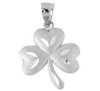 White Gold Large Clover Celtic Pendant