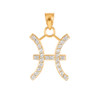 14K Gold Pisces Zodiac Sign Diamond Pendant Necklace