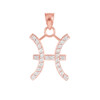 14K Rose Gold Pisces Zodiac Sign Diamond Pendant Necklace