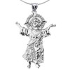 Sterling Silver Baby Jesus Cubic Zirconia Large Pendant Necklace