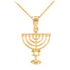 Gold Menorah Pendant with Star of David