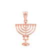 Rose Gold Menorah Pendant with Star of David