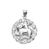 Sterling Silver Aries April Zodiac Sign Round Pendant Necklace