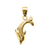 Yellow Gold Diamond Dolphin Pendant Necklace