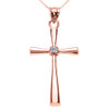 Rose Gold Solitaire Diamond Cross Pendant Necklace