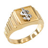 Gold Dollar Sign Square Mens Ring