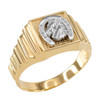 Gold Lucky Horseshoe Square Mens Ring