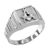 White Gold Masonic Square Mens Ring