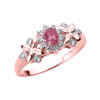 Rose Gold Oval Ruby and Diamond Engagement Ring