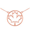 14k Rose Gold Open Design Maple Leaf Necklace