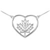 925 Sterling Silver Maple Leaf Open Heart Necklace