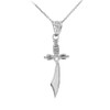 White Gold Scimitar Sword Diamond Pendant Necklace