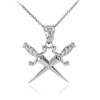 925 Sterling Silver Crossed Daggers Pendant Necklace