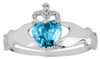 Silver Claddagh Ring with Blue Topaz Birthstone.