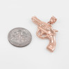 Solid Rose Gold Revolver Gun Pendant Necklace