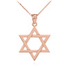 Rose Gold Jewish Star of David Charm Pendant Necklace (Small)