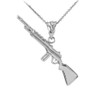 White Gold Rifle with Magazine Pendant Necklace