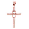 Rose Gold and CZ Infinity Cross Pendant Necklace