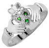 Silver Claddagh Ladies Ring with Emeralds