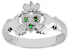 Silver Claddagh Ladies Ring with Emeralds