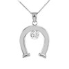 Sterling Silver CZ-Studded Lucky Horseshoe Pendant Necklace