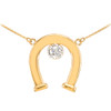 14k Yellow Gold CZ-Studded Lucky Horseshoe Necklace