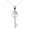 White Gold Om/Ohm Key Pendant Necklace