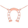 14k Rose Gold Good Luck Horseshoe Necklace with Diamonds