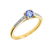 Yellow Gold Diamond and Tanzanite Engagement Proposal Ring