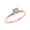Rose Gold Halo Diamond Elegant Solitaire Engagement Proposal Ring