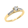 Yellow Gold 0.25 Carat Solitaire Diamond Dainty Engagement Proposal Ring